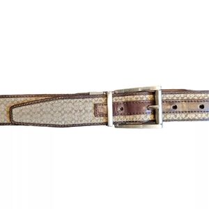 Coach Rervisble Leather Belt, brown heritage print, size 32